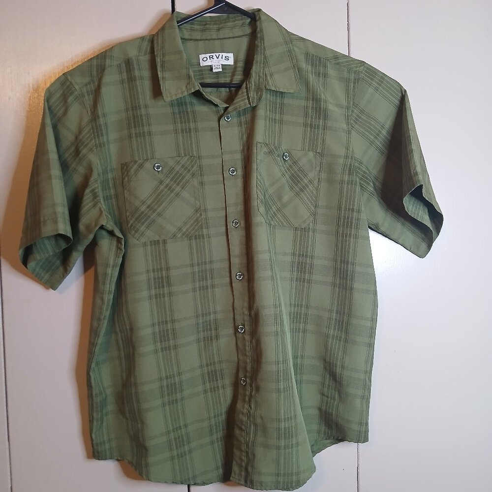 Orvis Green Plaid Short Sleeve Button-Down Shirt